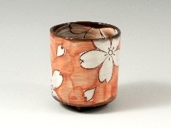 有田 波佐見焼 菊祥窯 織部濃桜 組湯呑(夫婦湯呑) 20805