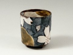 有田 波佐見焼 菊祥窯 織部濃桜 組湯呑(夫婦湯呑) 20805