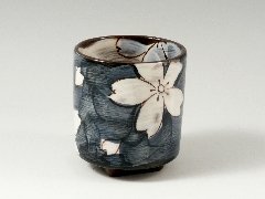 有田 波佐見焼 菊祥窯 織部濃桜 組湯呑(夫婦湯呑) 20805