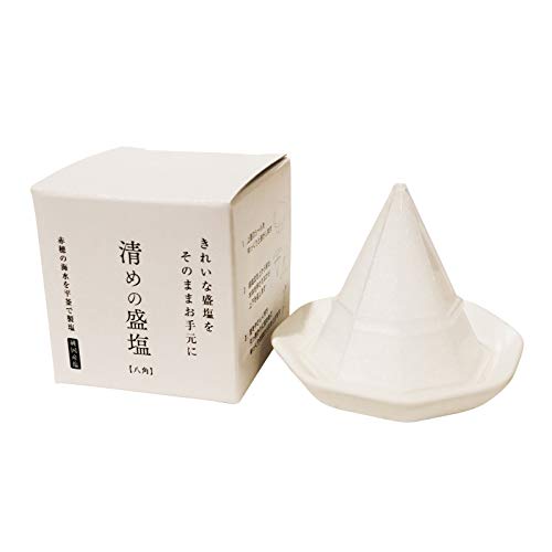 神棚の里 盛り塩 清めの盛塩 八角 清めの盛り塩セット きれいな八角推 かんたん 新鮮 皿付き