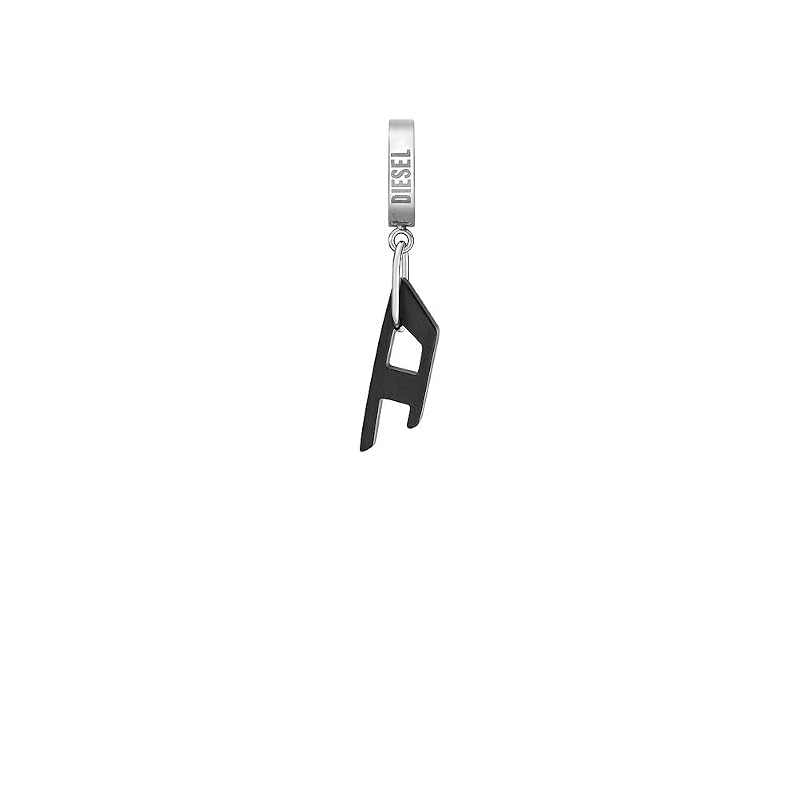 男性用ディーゼルイヤリングスチール、L:13.3mm、幅:3mm、高さ:13.3MMブラックステンレススチールイヤリング、DX1418931、長さ:13.3mm、幅:3mm、高さ:13.3mm、ステンレススチール、宝石なし