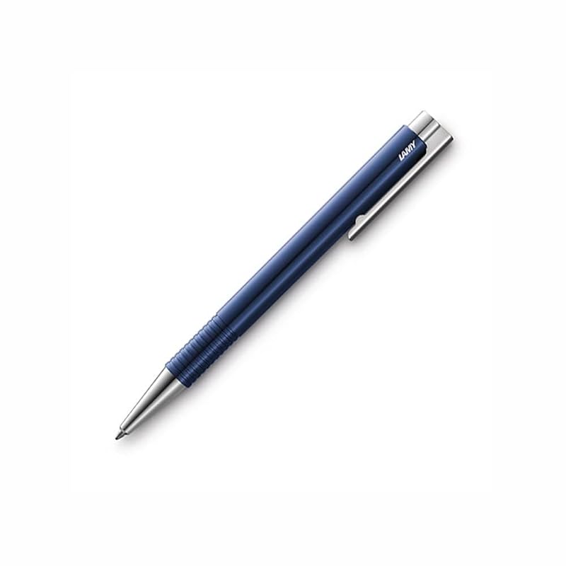 LAMY logo M+ blue - エレガントで頑丈なプラスチックケースのボールペン - 線幅M - 大容量替え芯 LAMY M 16(ブラック)付き