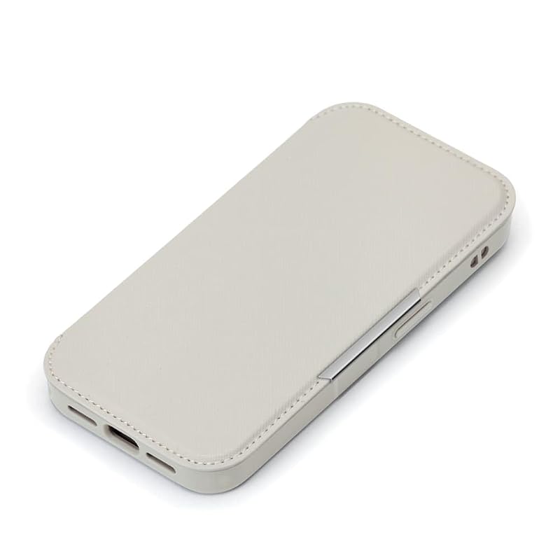 iPhone17e / iPhone16e 用 ガラスフリップケース サフィアーノ調/グレー