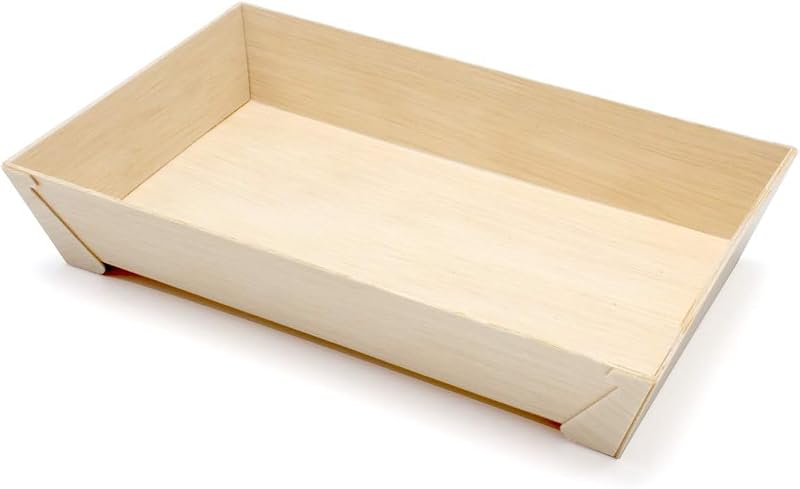 【50個セット】KAYU PACKAGE 長方形 RECTANGLE 木製 容器 Sサイズ 175mm x 121mm x 40mm 透明プラ 蓋 フタ付 使い捨て (50)