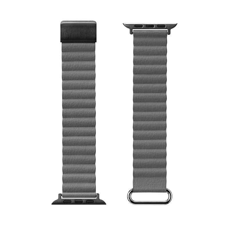 Apple Watch 49 / 46 / 45 / 44 / 42mm用 ULTRA 2 / 1対応 PUレザーマグネットバンド グレー