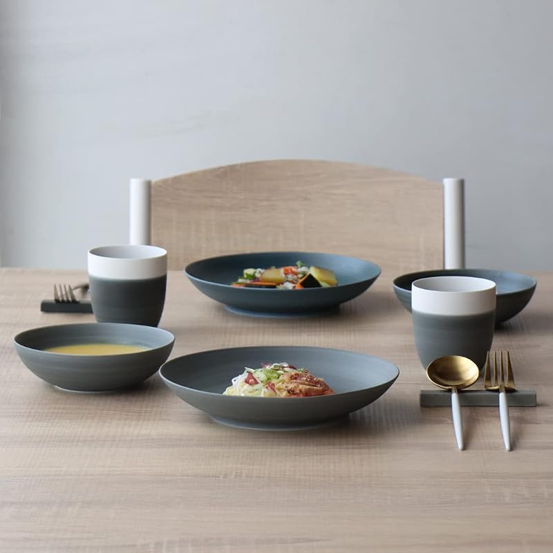 yamachu 有田焼 Koselig-arita mediumbowl ミディアムボウル サラダ スープ皿 シリアル 14.5cm 北欧 ランチ カフェ グレー ネイビー ブラウン ダークブラウン レッド シンプル かわいい ギフト マット hygge (ダークブラウン)