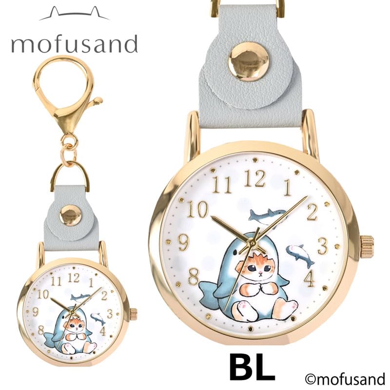 モフサンド 水彩ドットキーチェーンウォッチ サメにゃん 時計 キーホルダー mofusand
