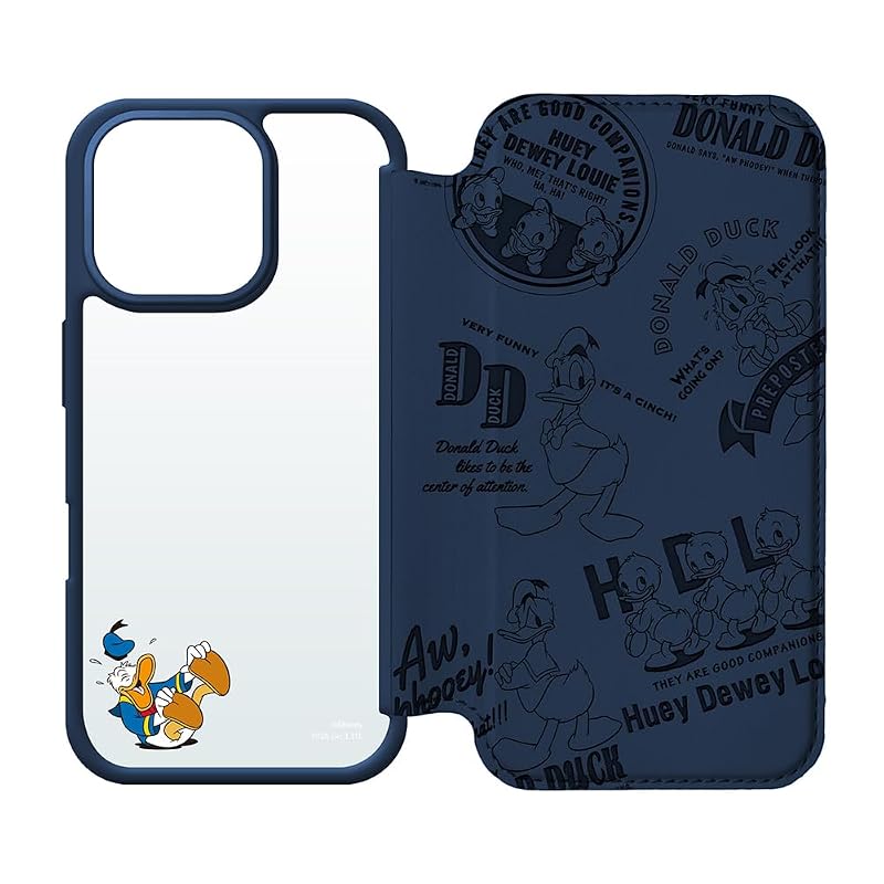iPhone16Pro 用 ガラスフリップケース [ドナルドダック] PG-D24BGF02DND