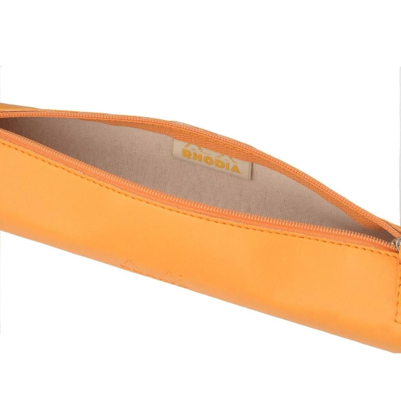 RHODIA(ロディア) ロディアラマ ラウンド ペンシルケース 円柱型 (21.5 x 直径5cm) イタリア製合皮使用 オレンジ RHODIA Rhodiarama cf318890