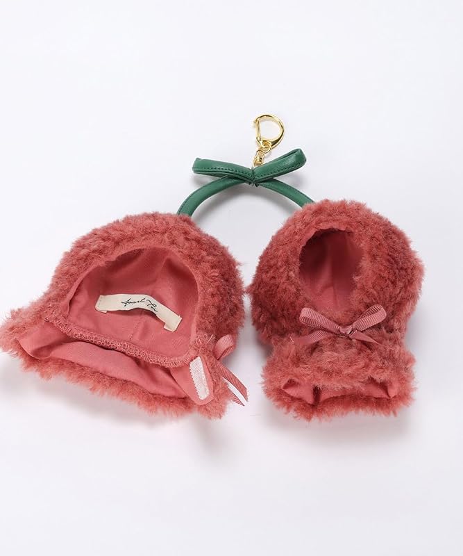 レッド 【Sサイズ】さくらんぼ チェリー 双子 ぬいぐるみ ぬい 人形 マスコット ぬい活 ぬい撮り kpopdoll ぬい服 コスチューム 10cm 小さめ ミニ ボア リボン ツイン 推し活 250148-04