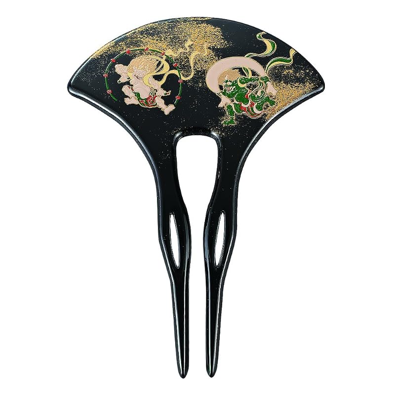 漆芸かんざし 風神雷神(B)