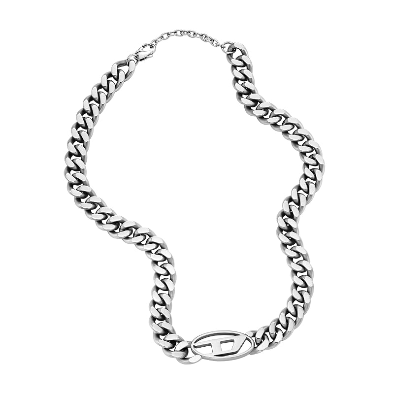 DIESEL オールジェンダー ステンレススチール チェーンネックレス, One Size, ステンレス鋼, 宝石なし シルバー チョーカー
