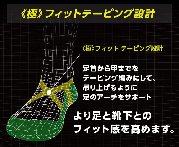 [MIKASA] FIT GEAR テニス・バドミントン専用ソックス 《極》フィット (先丸ブラック)
