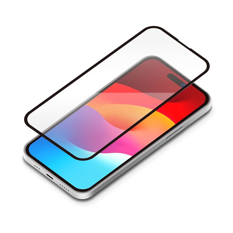 iPhone15Pro ガイドフレーム付 液晶全面保護ガラス 2度強化/ゴリラガラス [スーパークリア]