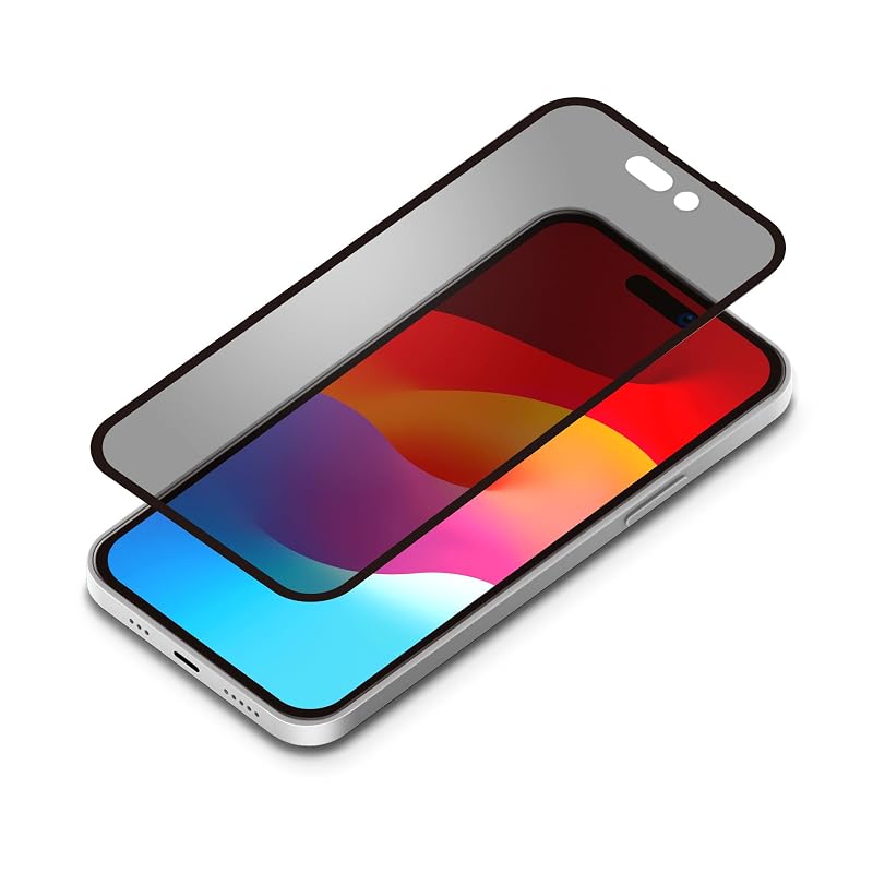 Premium Style iPhone15 用 液晶全面保護ガラス 2度強化 ゴリラガラス 覗き見防止 ガイドフレーム付