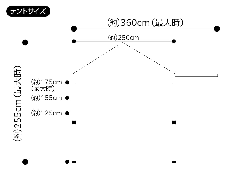 Field to Summit ウイングワンタッチテント250ベージュ FTSWN250BE ウイング付き テント スチール 簡単 タープ 自立式 日除け ガーデン キャンプ お花見 タープ テント 簡易テント 2.5M 250cm