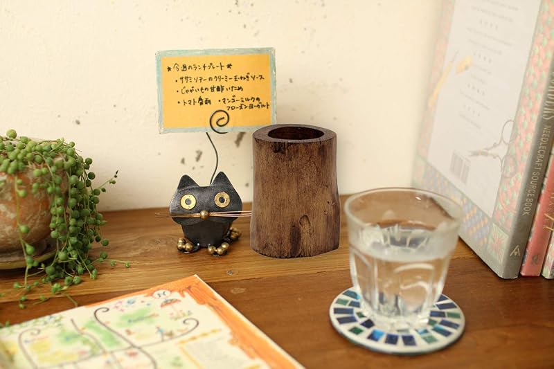 トモコーポレーション オールドチークのペンスタンド アンティーク ナチュラル 直径12~15cm 高さ6~8cm