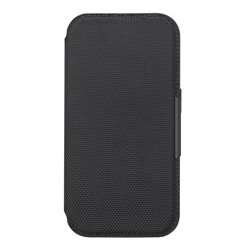 iPhone17e / iPhone16e 用 ガラスフリップケース ナイロンメッシュ調/ブラック