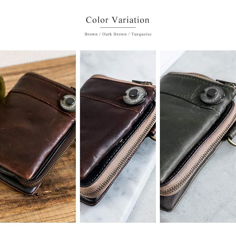 [デバイス] ヴィンテージ 二つ折り 財布 -ブラウン