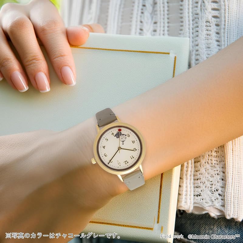 Fieldwork(フィールドワーク) 腕時計 レディース アナログ ムーミン 革ベルト 本革 ウッド模様 ウッドレザーウォッチY リトルミイ レッド MOM017-2