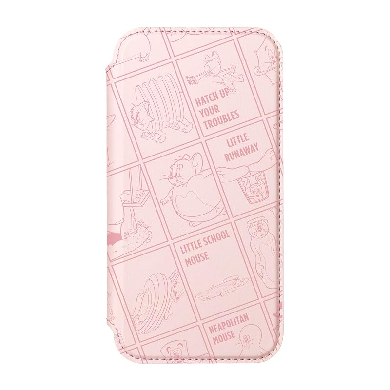 Premium Style iPhone 12 mini用 ガラスフリップケース [トムとジェリー/ピンク]