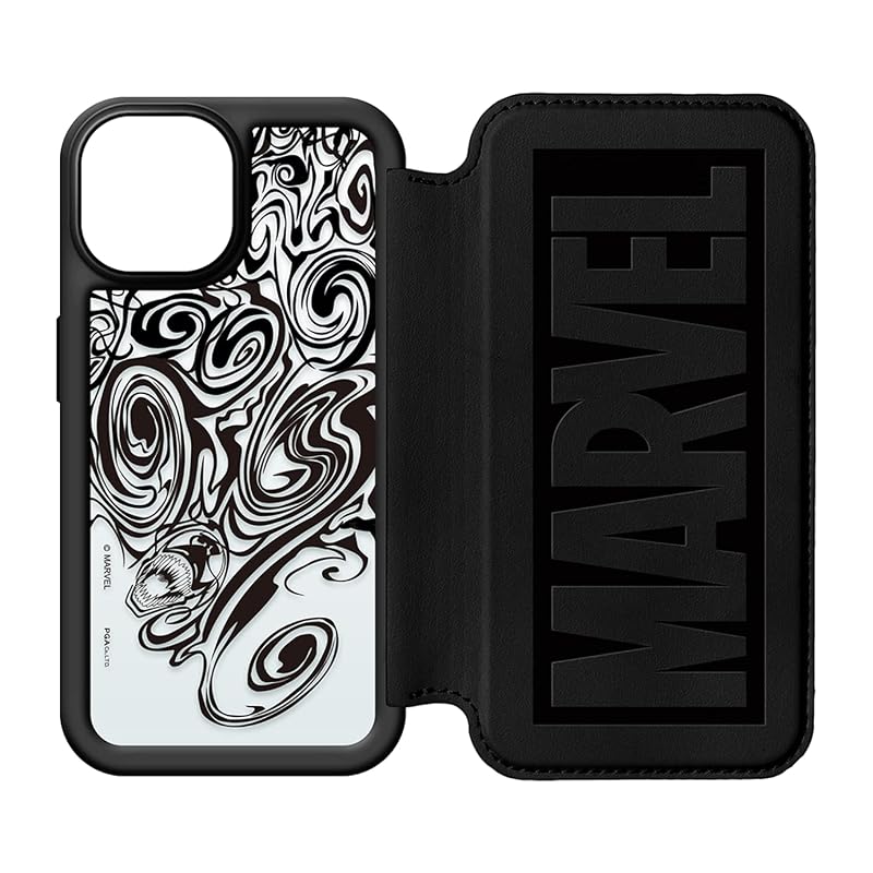 PGA ガラスフリップケース MARVEL ヴェノム〔iPhone 13 mini用〕