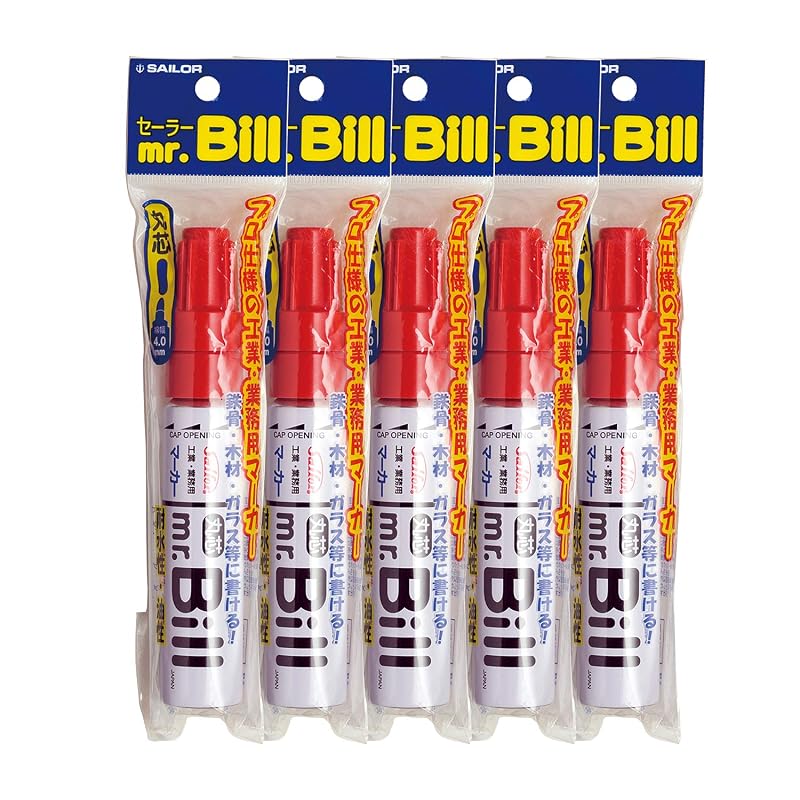 セーラー万年筆 マーカー MR.BILL レッド 5本パック 25-0359-030