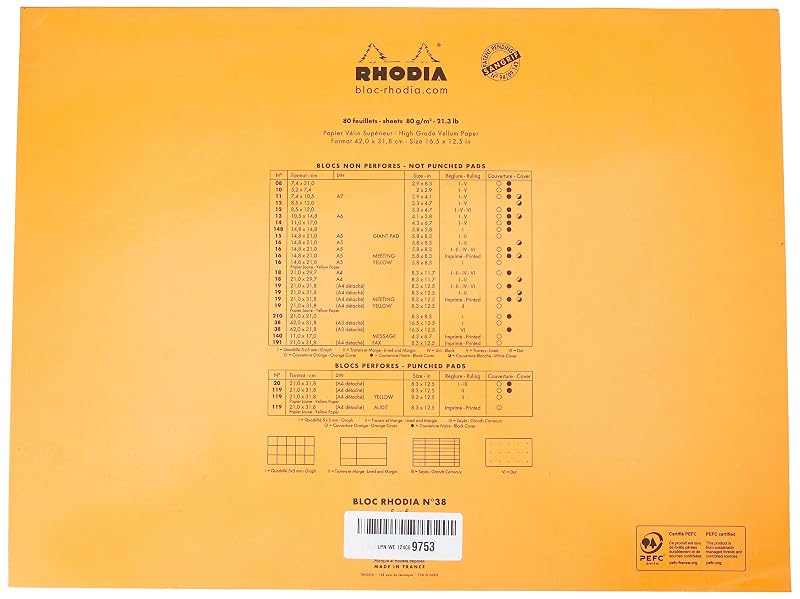 Rhodia Stapleboundパッドno。18 – a4 ( 8.25 X 11.75インチ)、グラフ、ブラック 16 1/2 x 12 1/2