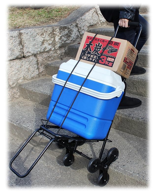 Field Life ステップキャリーカート OFB15D ブラック アウトドア 大型荷物運搬 折りたたみ式