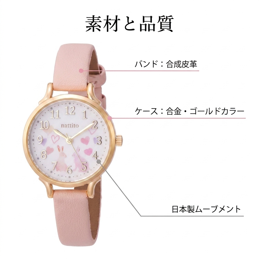 [フィールドワーク] 腕時計 アナログ シロップ 革ベルト GY006-2 レディース ピンク