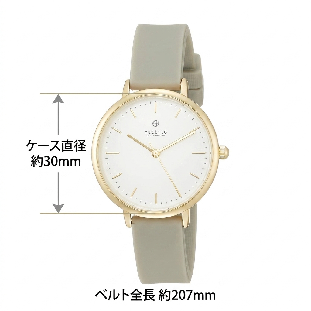 [フィールドワーク] 腕時計 アナログ NFソイラ ニッケルフリー シリコンベルト YM031-3 レディース カーキ