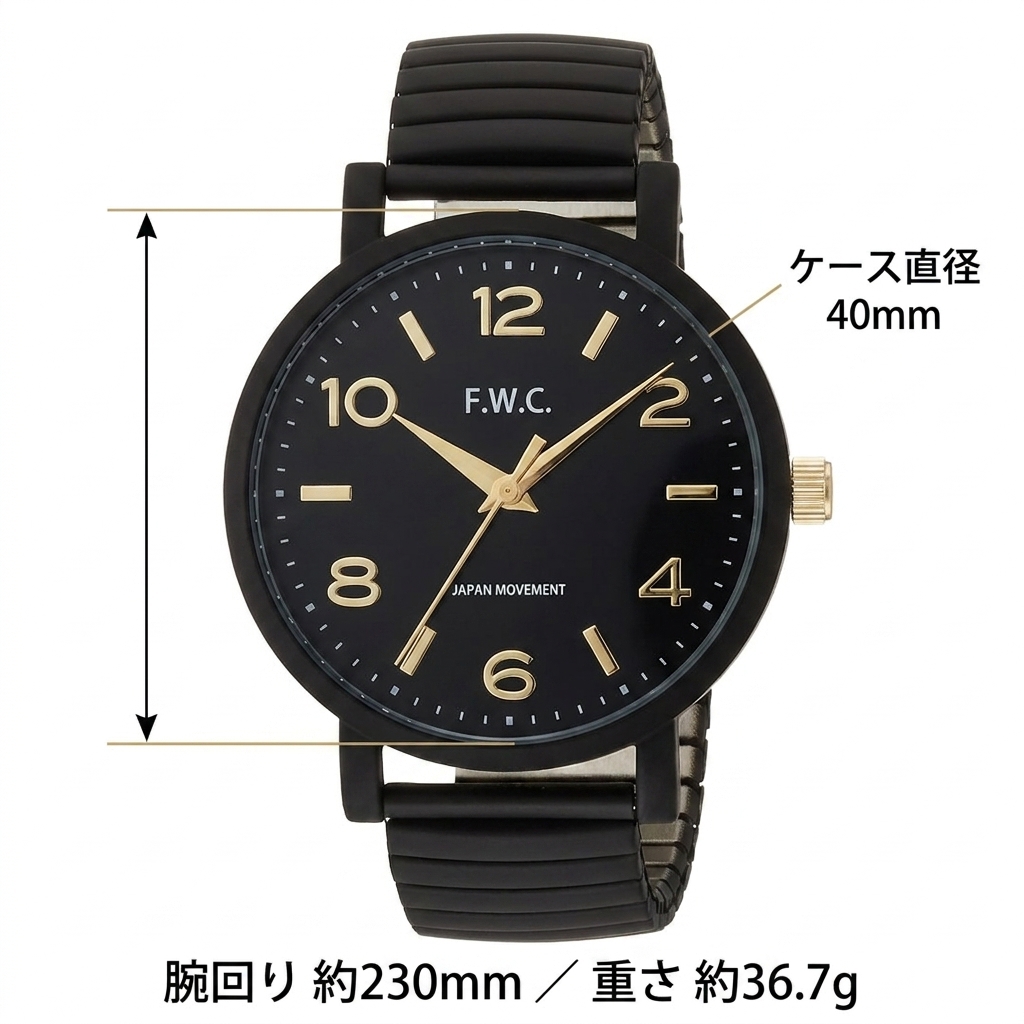 [Fieldwork] 腕時計 アナログ オレオ 黒 ジャバラ メタルバンド DT129p-2 レディース ブラック